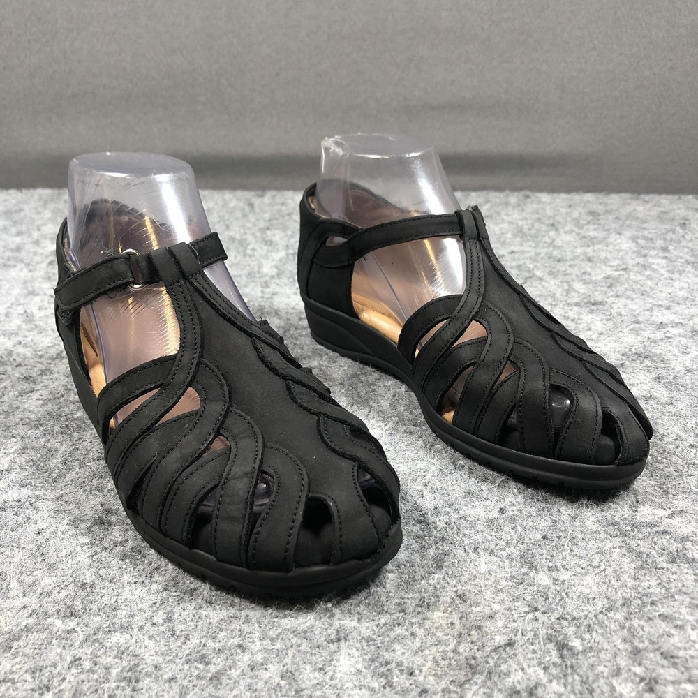 BeautiFeel Fisherman Wedge Sandals Womens 6β Black Nubuck Comfort Shoes